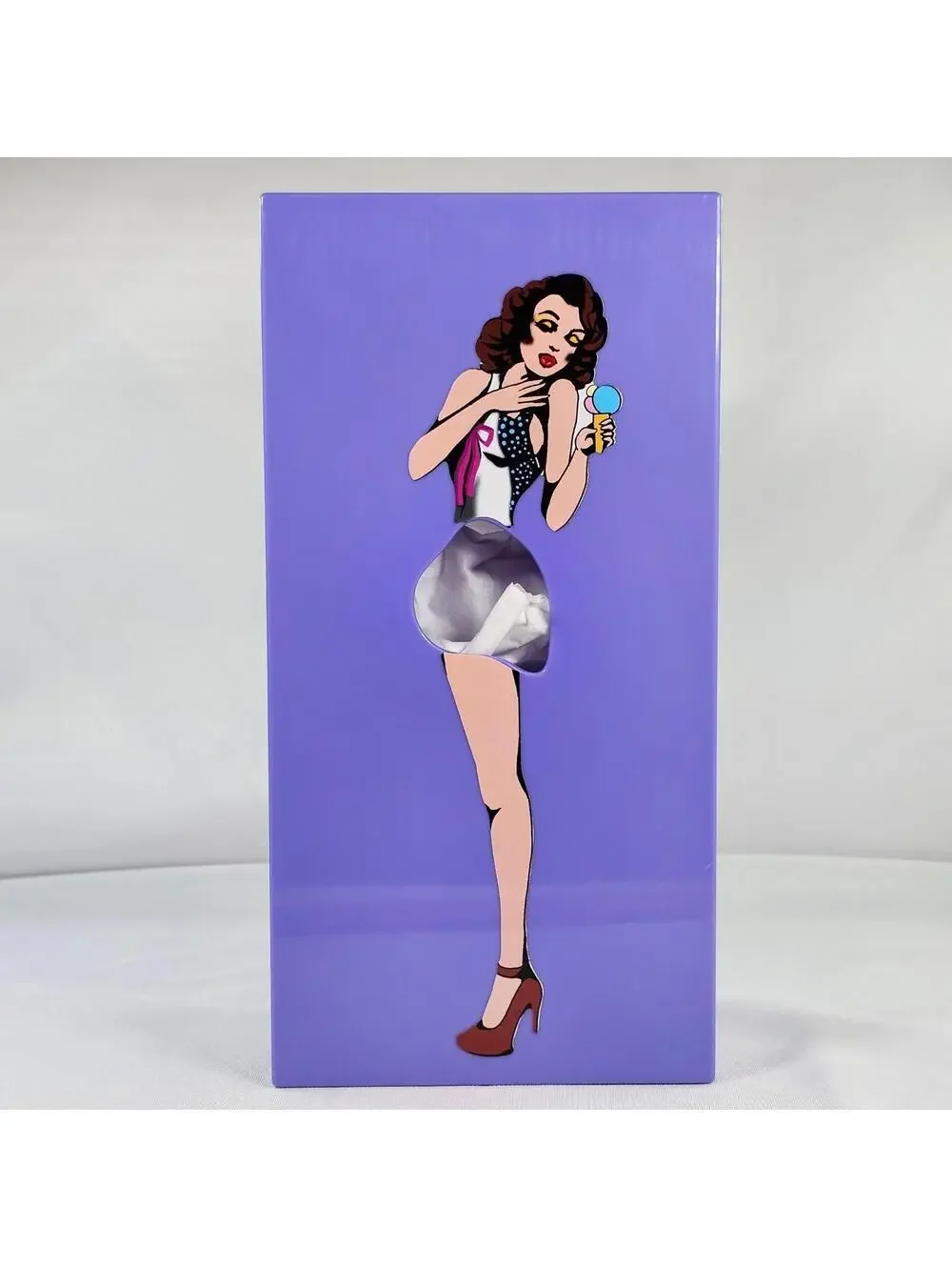 Vintage Style Pin Up Girl Tissue Box Cover Purple Acrylic Retro Kitsch Decor